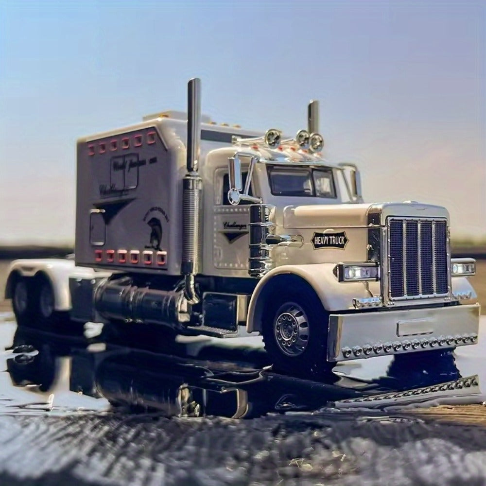 Semi Truck Toy 1:24 Scale Die-Cast Metal Pull-Back Alloy Semi-Trailer Truck with Trailer – Heavy Duty Truck Model Collectible Ornament for Kids Boys Ages 3+ - product image 2