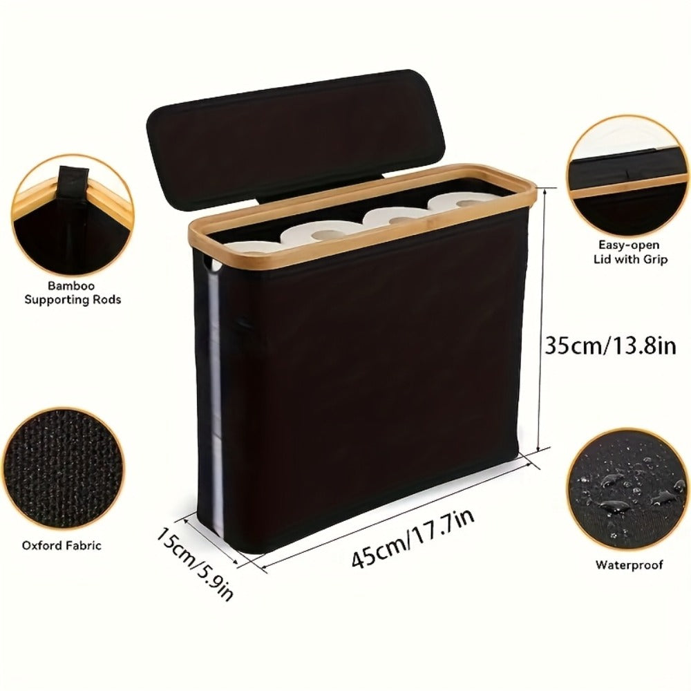 Bamboo Toilet Paper Holder Freestanding Bathroom Storage Organizer Holds 12 Rolls Tissue Roll Dispenser Modern Slim Design for Bathroom Bedroom Laundry Room Tissue Accessories Stor - product image 10