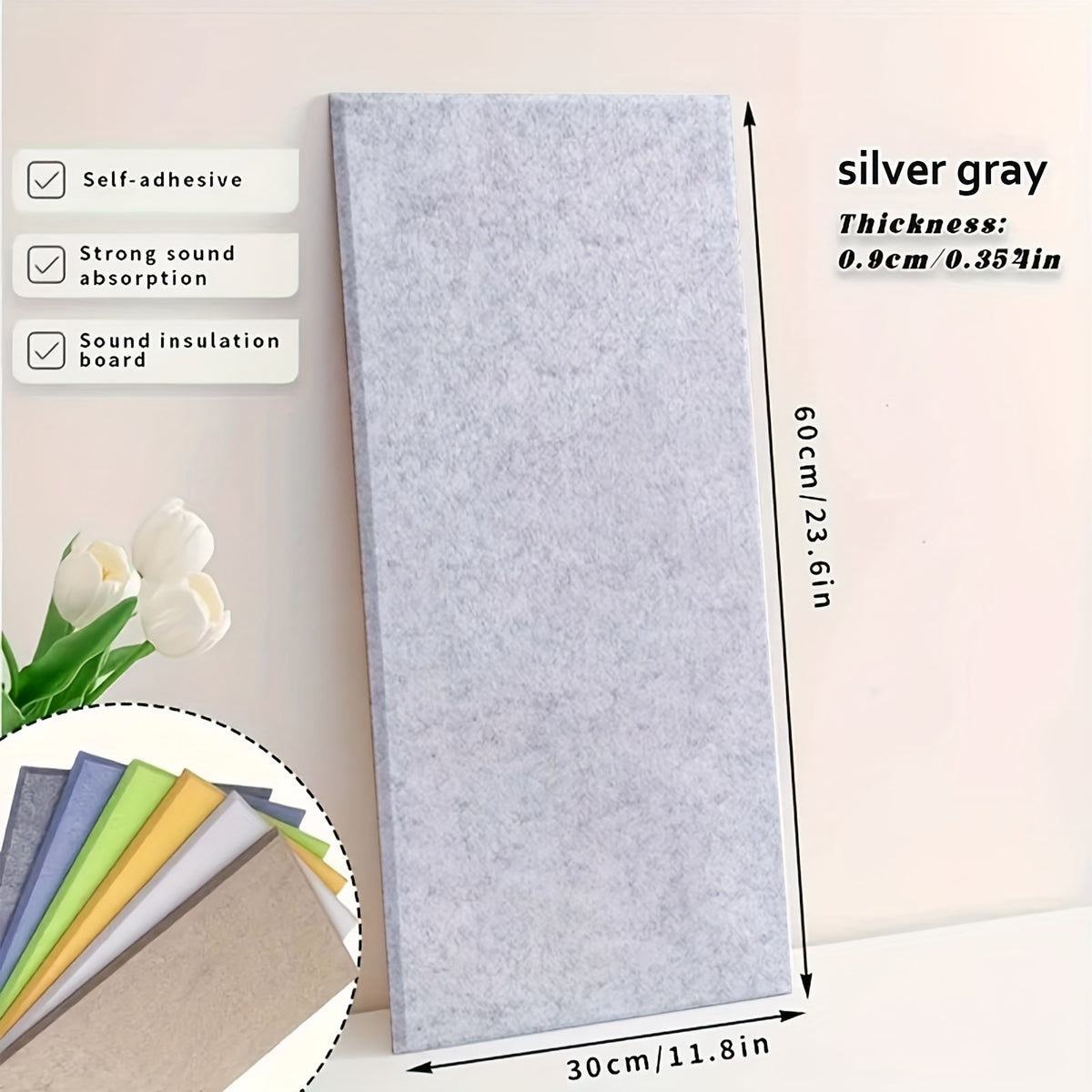 Set of 6 High-Density Acoustic Foam Panels Measuring 12X24X0.4 Inches, Available in Blue, Green, Yellow, Brown, and White, These Self-Adhesive Soundproof Wall - product image 7