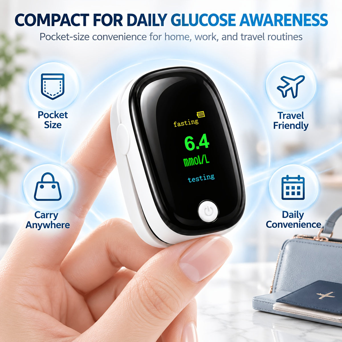 1pc Blood Glucose Monitor, OLED Display Home Health Monitoring Device (Batteries Included) - product image 3