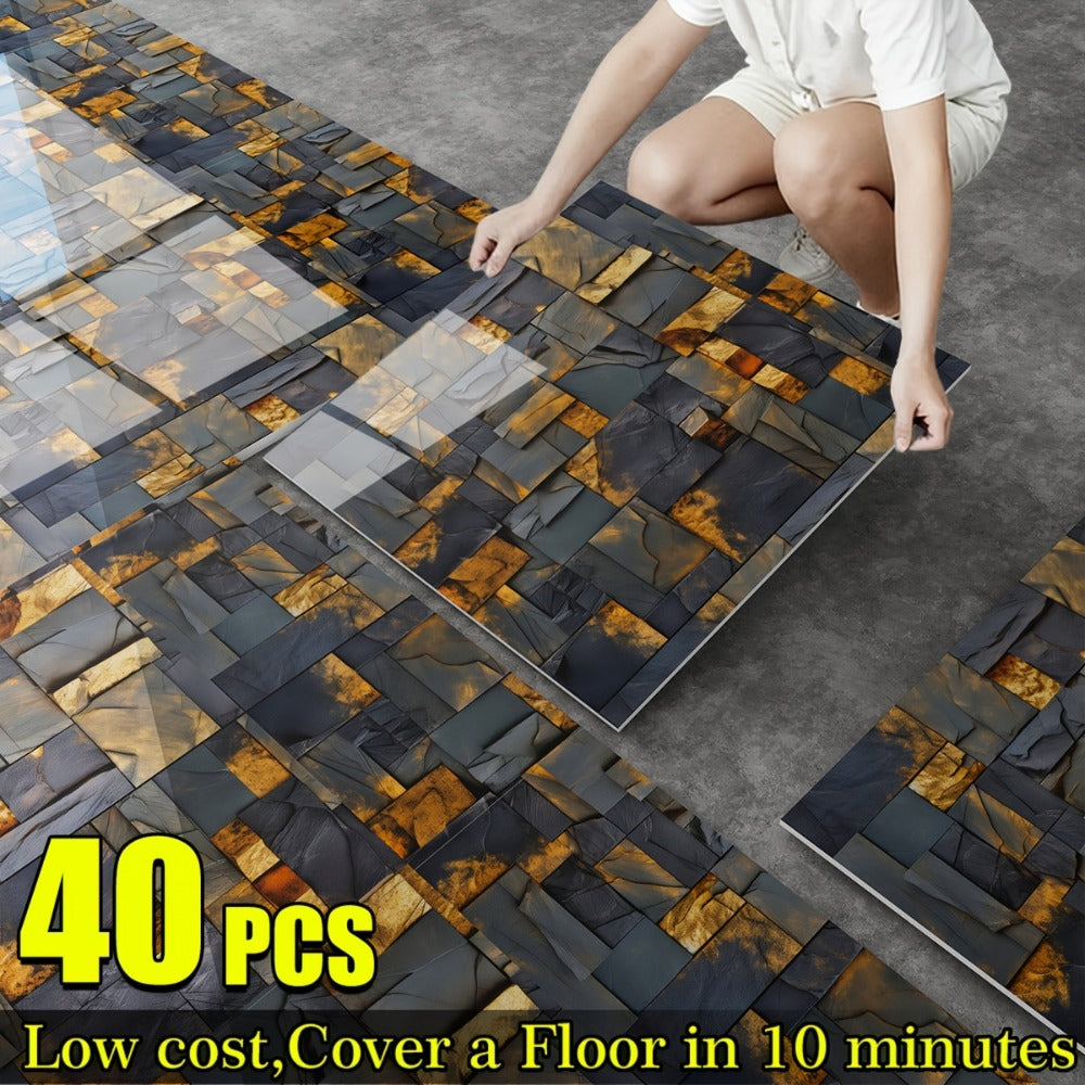Marble Floor & Wall Decals 40-Pack Self-Adhesive Waterproof Removable Vinyl Sheets – Luxury Marble Pattern Tile Stickers for Bathroom, Kitchen & Living Room - product image