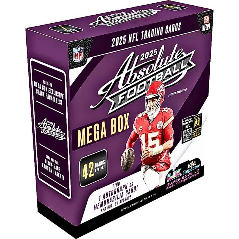 2025 Panini Absolute Football Mega Box 42 Trading Cards 1 Auto or Memorabilia Card Per Box Kaboom Inserts Black Parallels 6 Toploaders Magnetic Holder - product image 2