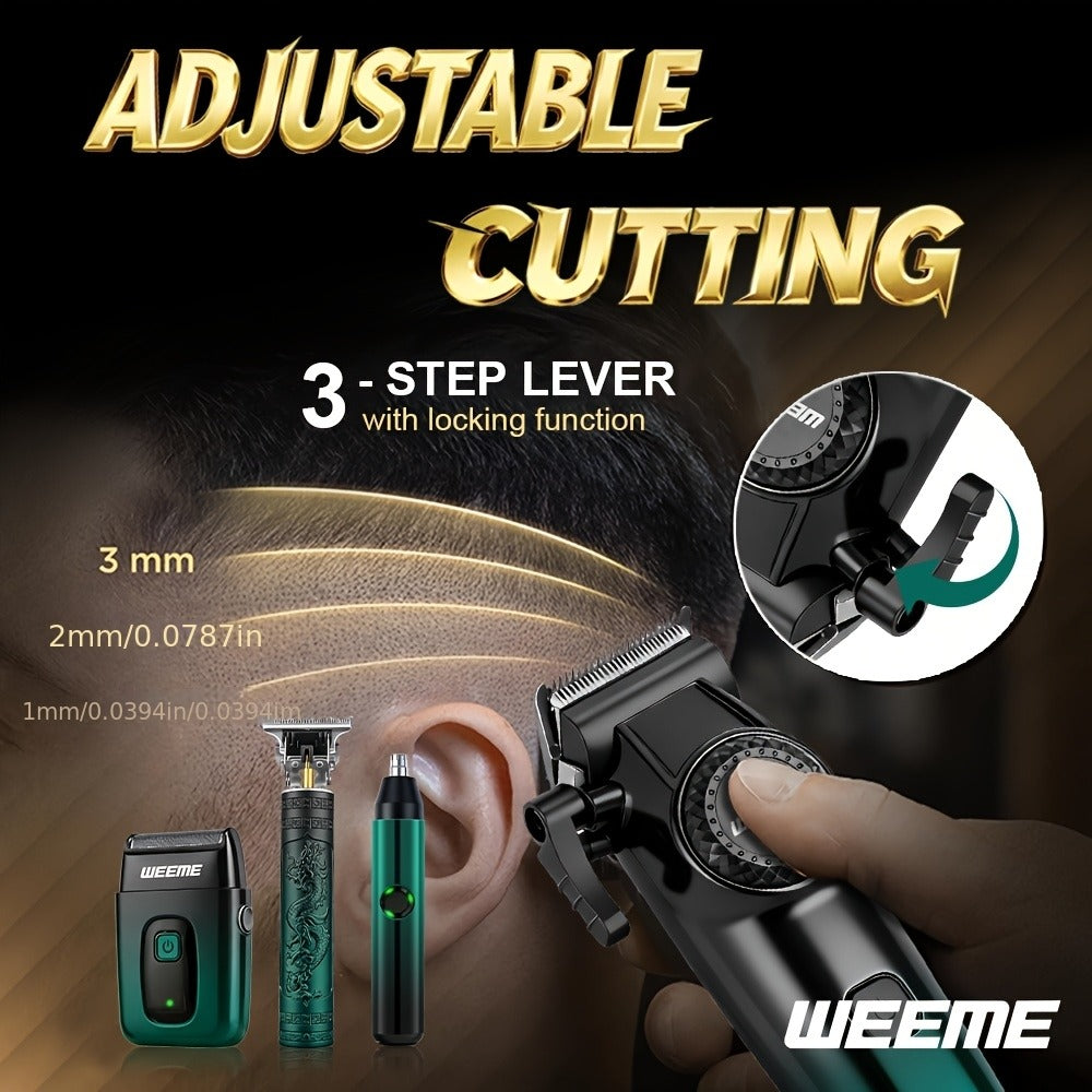 Hair Cutting Set 4pcs Professional - Electric Hair Clipper, Electric Shaver, T-Blade Trimmer & Nose Hair Trimmer, Gradient Green Gift Box, Precise Grooming Kit for Home Use & Gift - product image 7