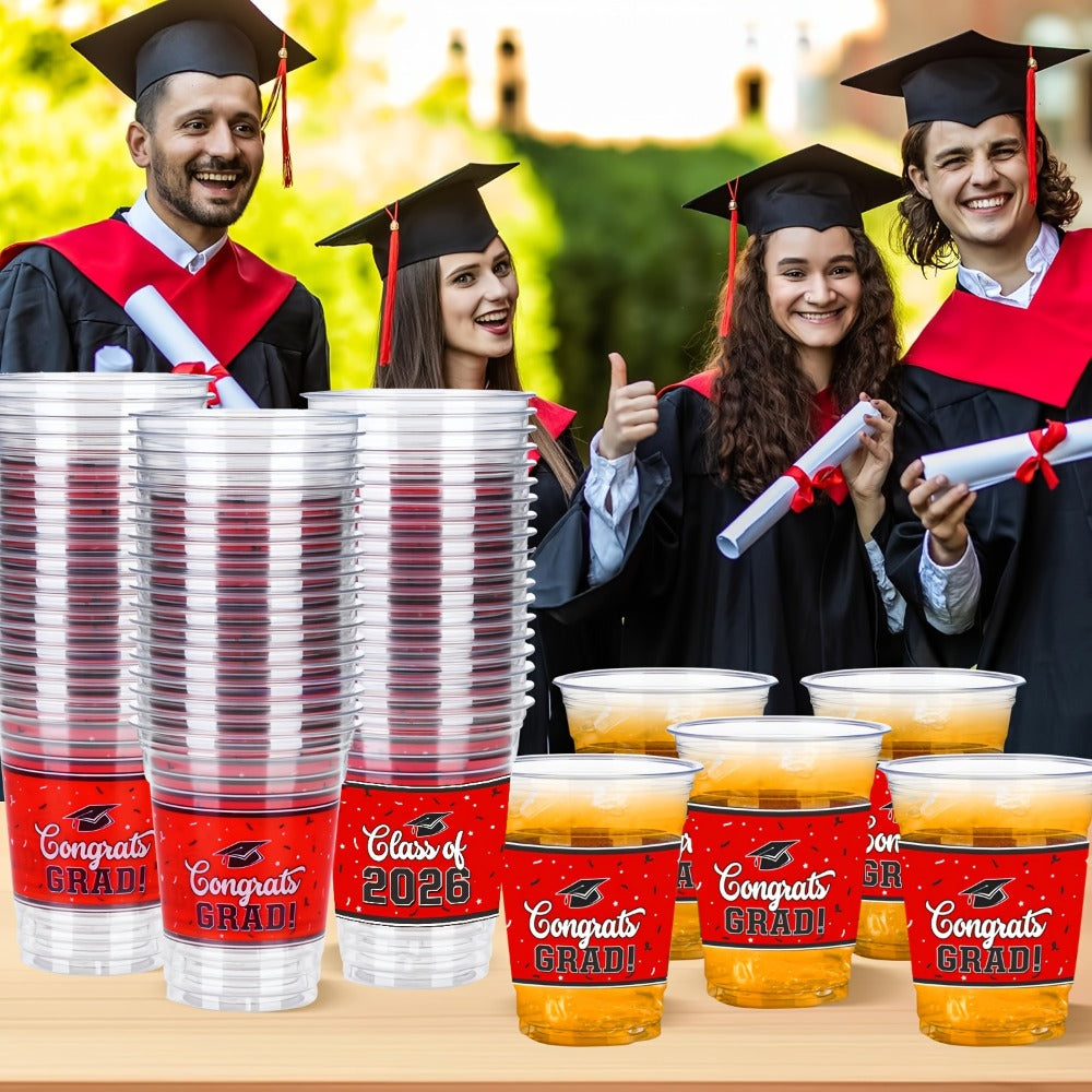 2026 Graduation Party Cups in Black Red Blue Green Purple Maroon for Graduation Ceremony, Reception, Celebration & School Color Party Drinkware Bulk - product image 7
