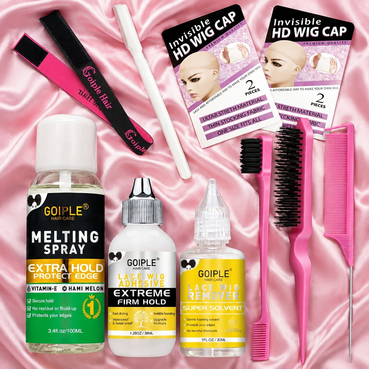 Lace Wig Glue Kit 10pcs Complete Set with Lace Melting Spray Liquid Adhesive Remover Strong Hold Quick Dry for Beginners | Lace Front Full Lace Wig Fixing Tools - product image 18