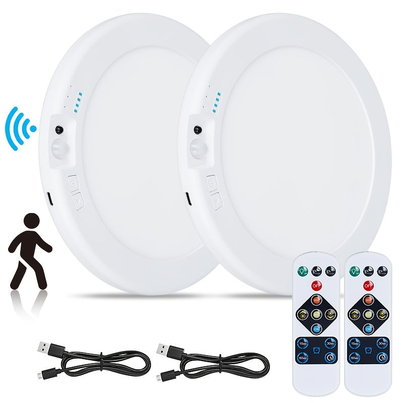 2pcs Rechargeable LED Induction Ceiling Light, 3-speed Lighting Mode, Motion Sensor With Remote Control, Magnetic Design, Easy Installation, 5500mAh Large - product image 3