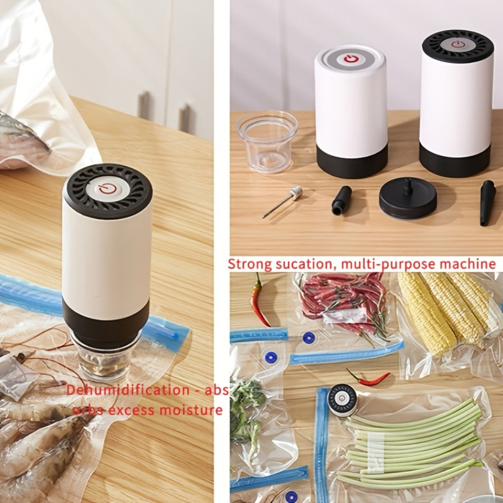 Cordless Vacuum Pump with Multiple Accessories – Portable Food Vacuum Sealer & Dehumidifier for Food Preservation, Crisper Containers, Travel Space Saving & Outdoor Storage - product image