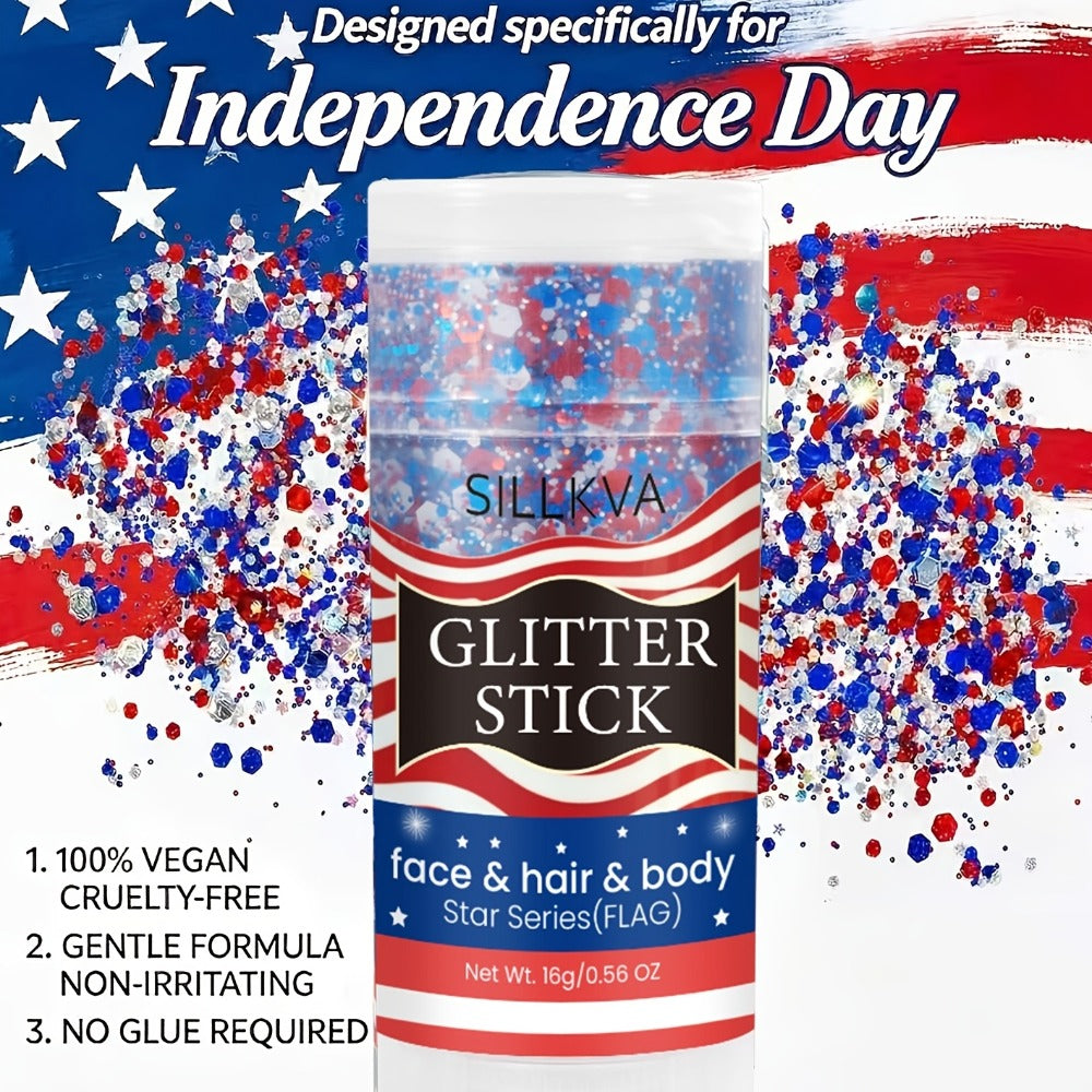 Glitter Makeup Stick Red & Blue Multi-Use Glitter Gel for Face Hair & Body – Patriotic American Flag Theme for July 4th Independence Day Sports Events & Stage - product image 4