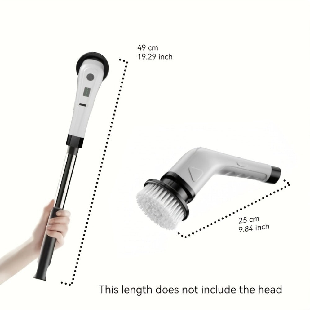 Telescopic Electric Cleaning Brush with Long Handle, 7-in-1 & 14-in-1 Multifunctional Power Scrubber Kit, Replaceable Brush Heads, Household Floor Kitchen Bathroom Tile Grout Scrub - product image 4