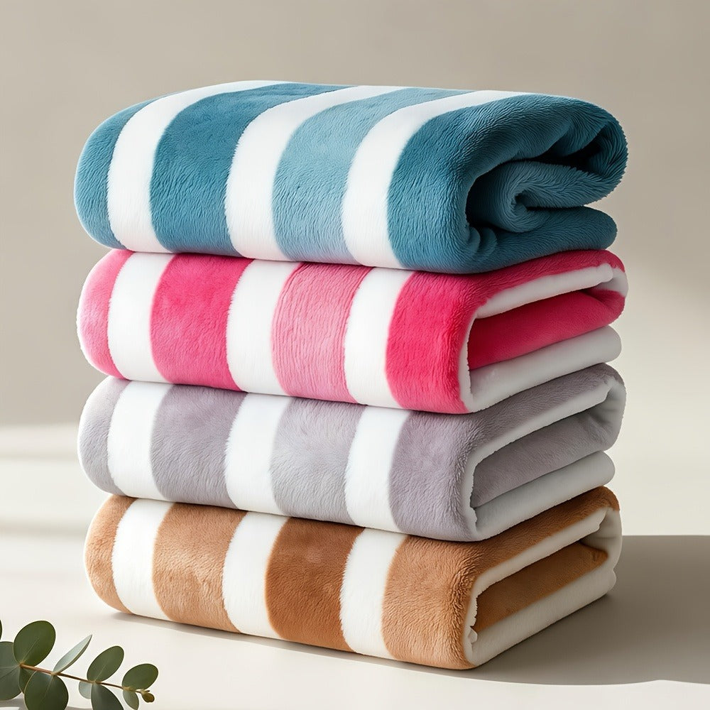 Microfiber Bath Towel Set No Hair Loss - Ultra Soft Highly Absorbent Quick Dry Two-Color Striped | 1 or 4 Pack | 27x55in | Slate Gray Berry Red Pine Green Multi | Beach Spa Gym Hom - product image 9