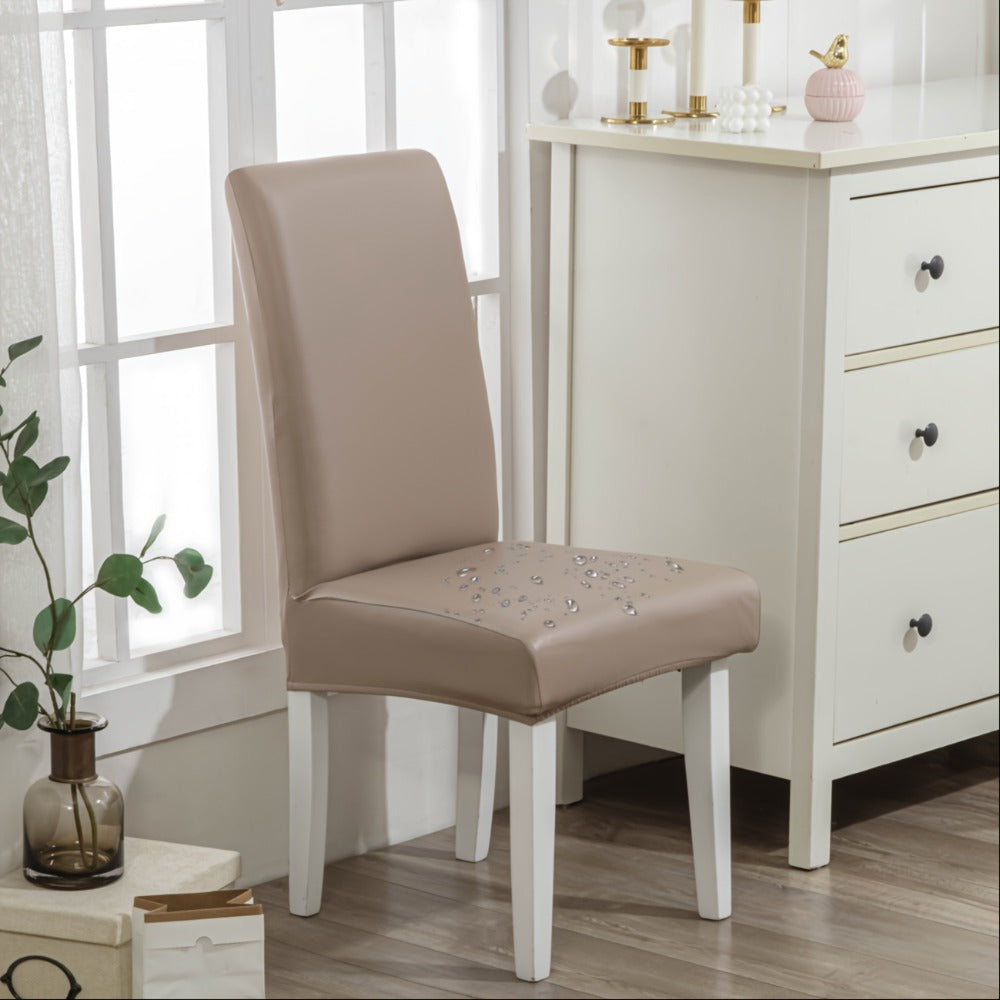 Dining Chair Covers Set of 4 6 Waterproof PU Leather Stretch Slipcover Oil Proof Universal Fit Chair Protector for Dining Room Kitchen Hotel Home Decor - 9 Colors - product image 5