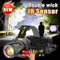 XHP360 Rechargeable Headlamp 3 Modes Sensor 90° Tilt Power Bank Type-C 3x18650 Zoomable Head Torch for Fishing Camping Hiking - product image