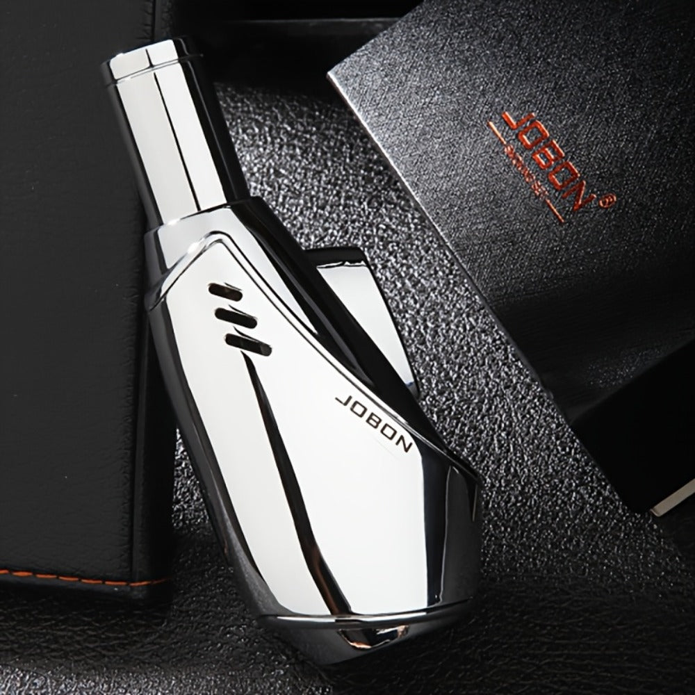 Torch Lighter Refillable Windproof Pocket Lighter with Punch Safety Lock High-Pressure Jet Flame Igniter for Cigar Candle Charcoal BBQ Cool Gift for Men Silver Gift Box - product image 3