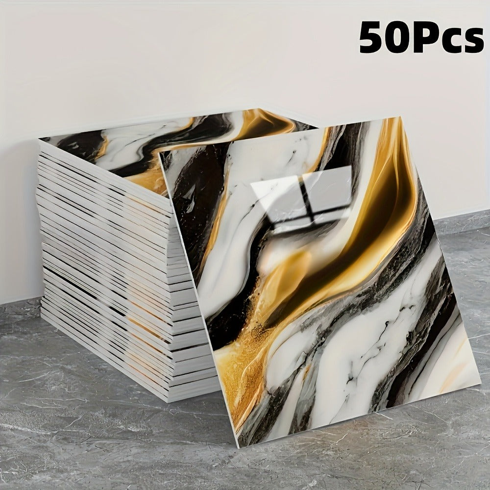 Peel and Stick Wall Tile Stickers Marble Pattern Self-Adhesive Waterproof Glossy Wallpaper 50/100Pcs for Kitchen Bathroom Living Room Home Decor - product image 21