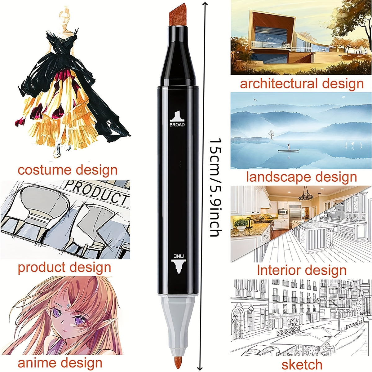 32/60+17/100/100+17/172 Colors Dual Tip Artist Alcohol Markers Set with Carrying Case, for Drawing, Sketching, Card Making and Illustration - Perfect for - product image 2