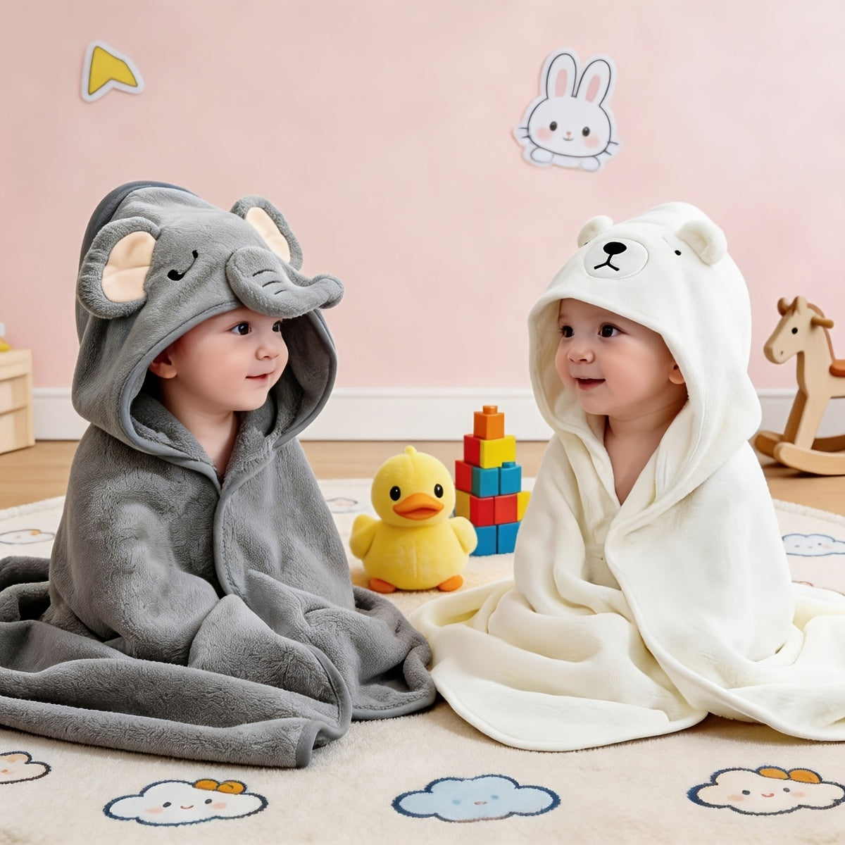 Large Jumbo Baby Towels & Swaddles Suitable for Newborns, Infants, Toddlers - Dual-Purpose Soft Absorbent Towels with Print, /Grey///, Hand Wash Care for Boys - product image 4