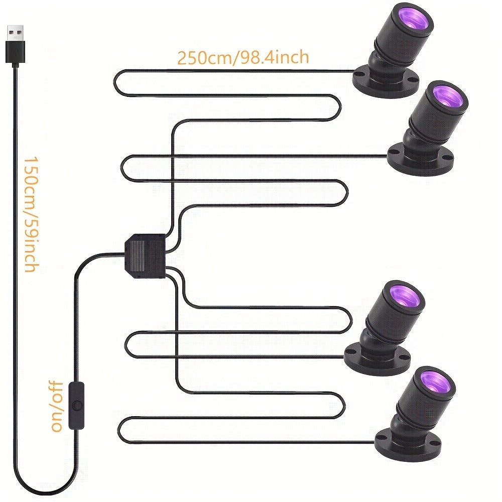 LED UV Blacklight USB Powered Mini Spotlight – Glow Party, Tapestry & UV Reactive Decoration with On/Off Switch - product image 4