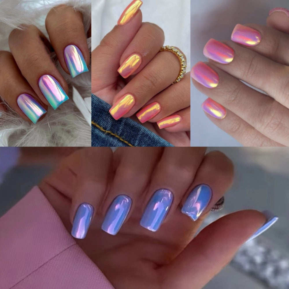 Chrome Nails 96 Pieces 4 Packs Pink Mirror Short Square Press On Nails – Glossy Acrylic Full Cover Fake Nails for Women Girls Summer Dating Personalized Nail Art Kit - product image 11