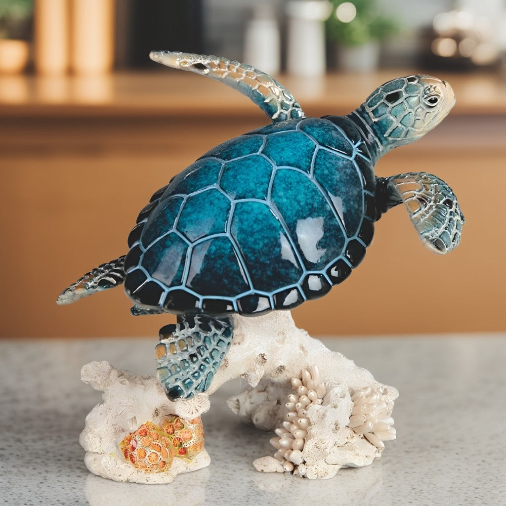 Sea Turtle Figurine Polyresin Home Decor, 4.75" Upward Swimming Turtle Sculpture for Living Room, Bedroom, Office & Bathroom, Unique Collectible Gift for Housewarming, Birthday & H - product image 7