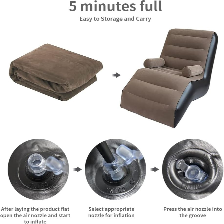 Portable PVC Inflatable Recliner Chair with Air Pump | S-Shape Ergonomic Sofa Bed for Outdoor & Indoor Use, Camping, Beach, Garden, Courtyard & Travel - product image 6