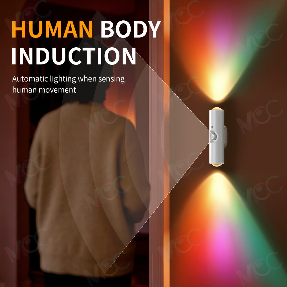 LED Magnetic Night Light Dual Voice & Motion Sensor – 9 Colors Dimmable, 665mAh Battery, Drill-Free Magnetic Install for Hallway, Bedside & Storage Room Ambient Lighting - product image 6