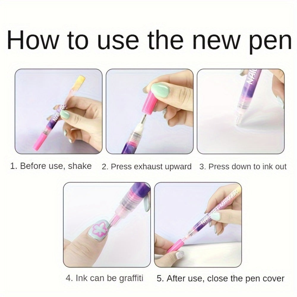 Nail Art Pens 12 Colors Quick Dry 3D Graffiti & Detail Brush Set – Ultra-Fine Precision Drawing Pen Kit for DIY Nail Design, Salon & Home Use, Vibrant Long Lasting Ink - product image 7