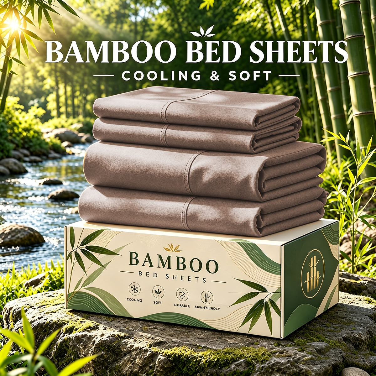 6 pcs Deep Pocket Cooling Bamboo Sheet Set, Luxurious and Ultra-Soft, Breathable, 16 Inch Extra Deep Pocket, Twin, Full, Queen, King, Multiple Colors to Choose - product image 33
