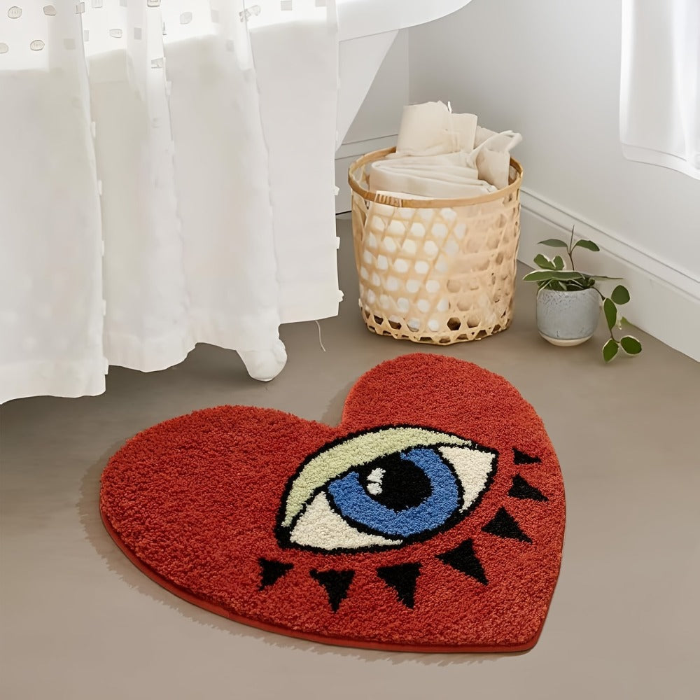 Eye Pattern Heart Shaped Bathroom Mat Plush Non-Slip Absorbent Bath Rug 20x24 inch Valentine Home Decor - product image 7