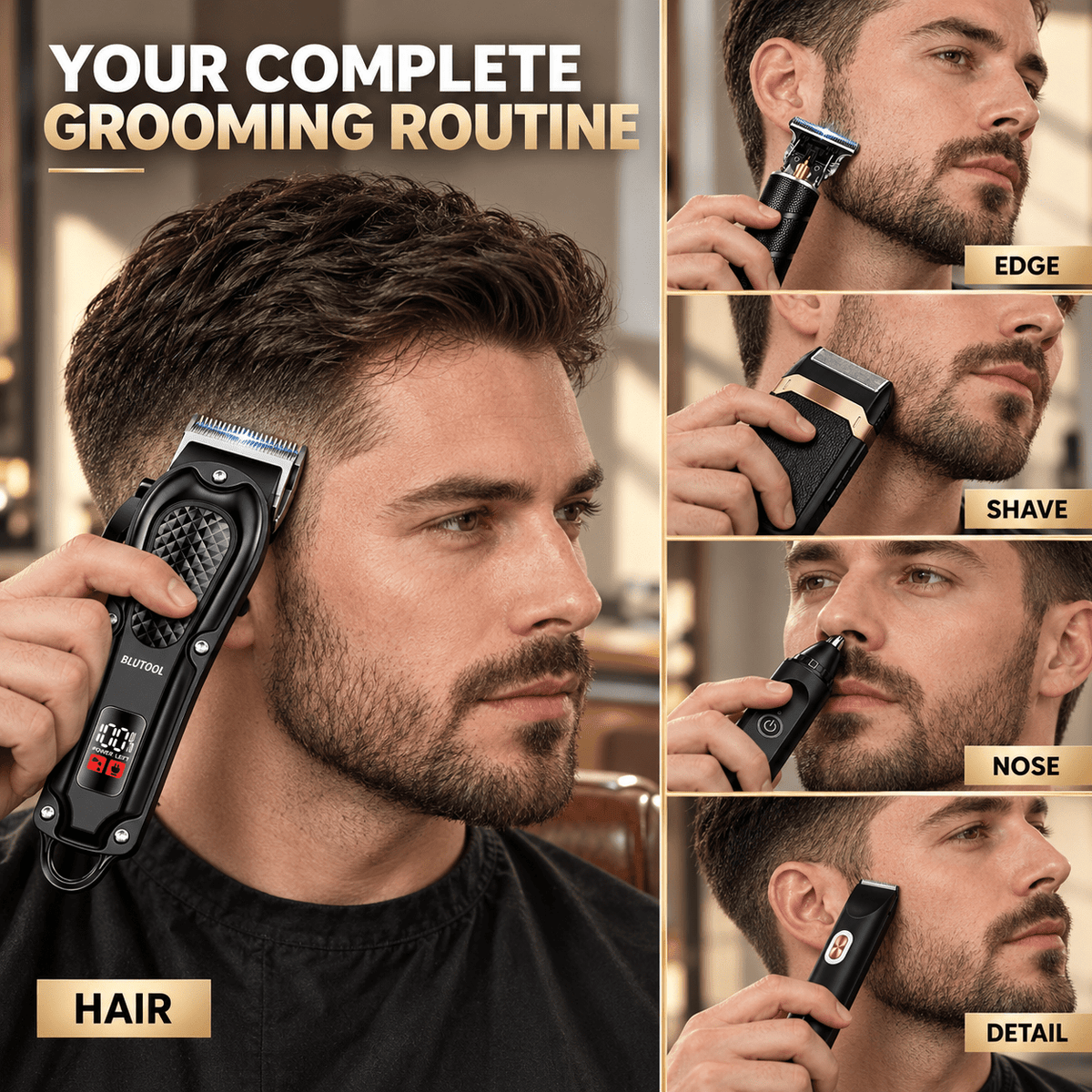 Professional Cordless Hair Clippers, Trimmers & Electric Shaver Set for Men - LCD Display, Barber-Grade, Ideal for Home & Travel, Perfect Father's Day/Birthday/Christmas Gift