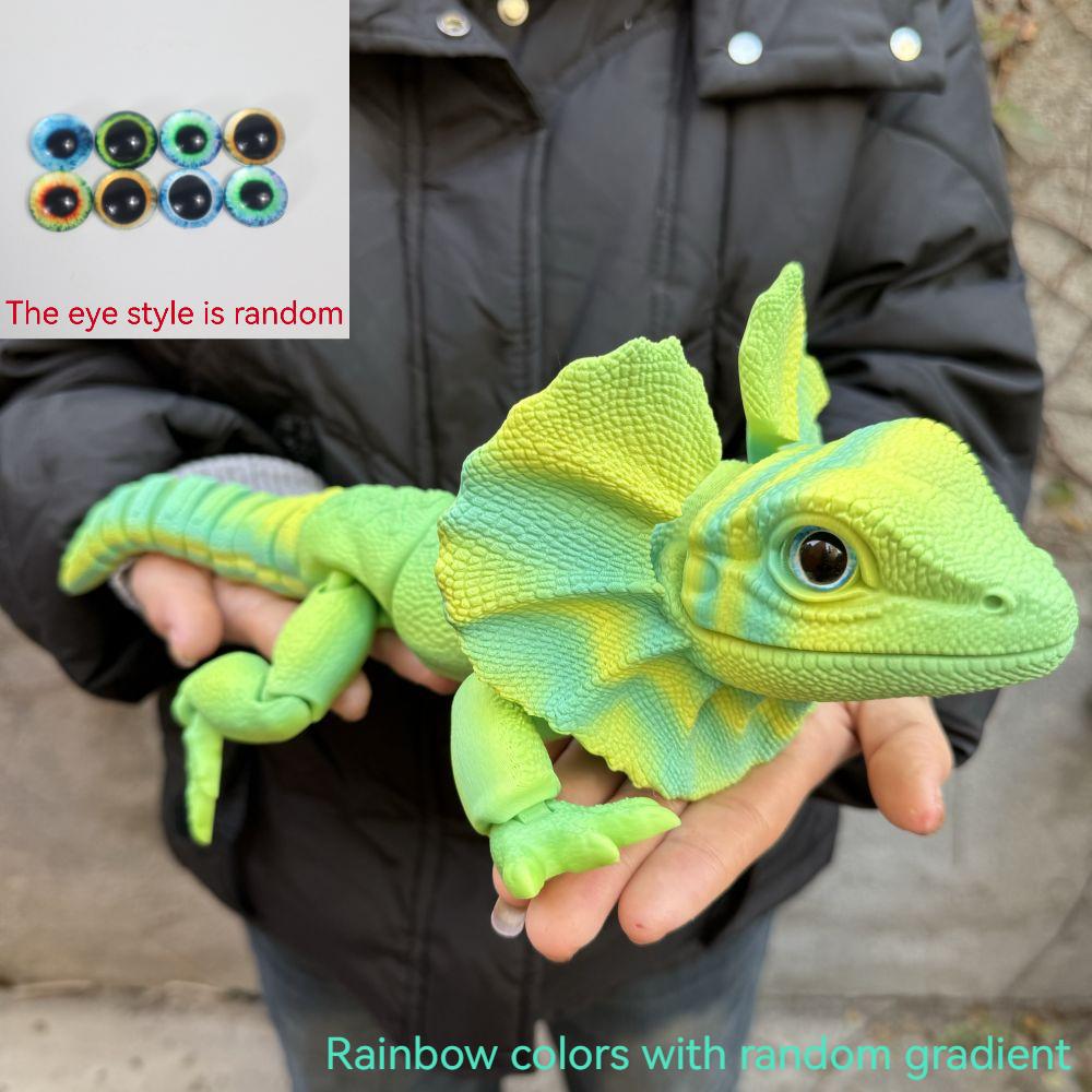 Frilled Neck Lizard Figurine 3D Printed | Large Umbrella Lizard Animal Sculpture 8 Color Styles, Reptile Collectible Desk Decor Unique Gift for Reptile Lovers Kids Teens Adults