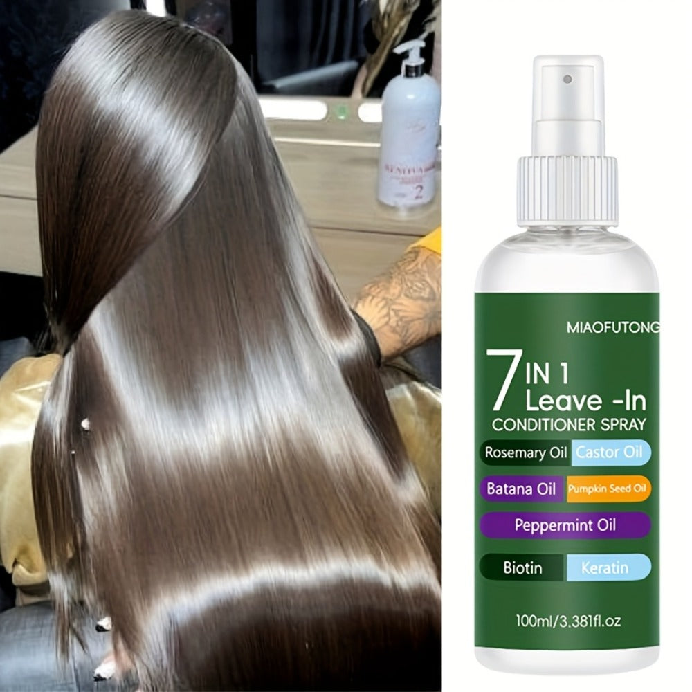 Leave-In Conditioning Spray 7-in-1 Argan Oil Rosemary Biotin Keratin Collagen - Heat Protectant Anti Frizz Treatment for Dry Damaged Thinning Hair Women Men All Hair Types 100ml - product image 5