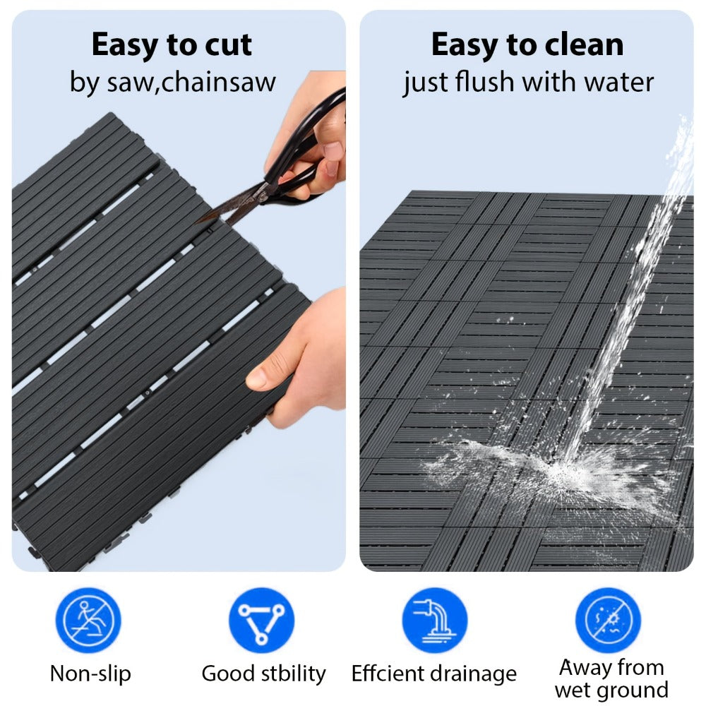 Interlocking Deck Tiles 44pcs 12"x12", Waterproof Outdoor Patio Flooring Tiles, PP Plastic Interlocking Floor Tiles for Balcony Pool Backyard Terrace, Easy Install All-Weather Anti - product image 5