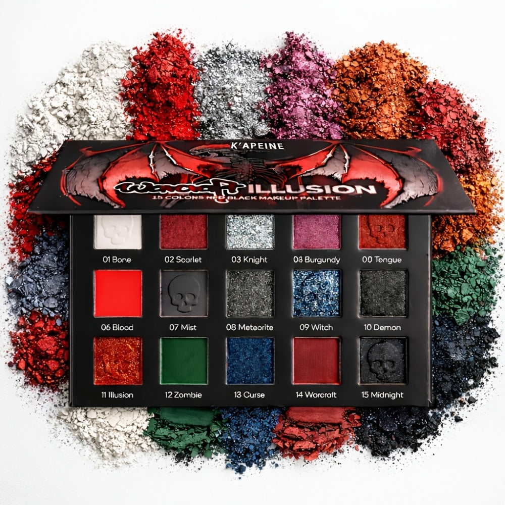 Gothic Eyeshadow Palette 15 Colors Matte Shimmer Glitter – Highly Pigmented Dark Smoky Dramatic Eye Makeup for Halloween Cosplay Stage Party & Performance, Professional Eye Shadow  - product image 3