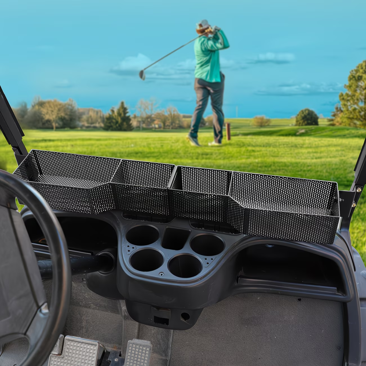 Golf Cart Storage Tray Organizer Front Inner Basket – Compatible with Yamaha G29 Drive & Drive 2 Models, Upgraded Larger Compartments, Sturdy Long-lasting Dash Accessory for Golf Cart
