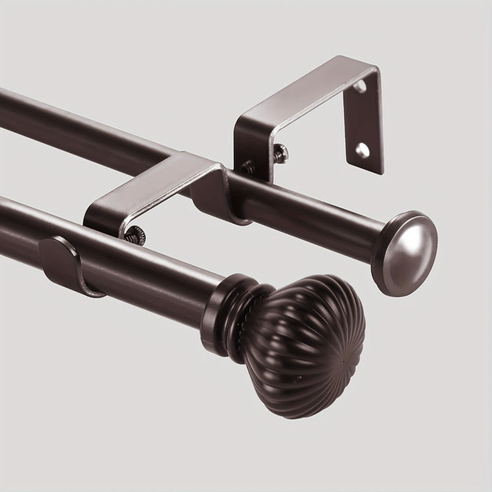 Double Curtain Rod Set Adjustable with Fluted Ball Finials Double Brackets 4 Colors 2 Sizes Window Curtain Hardware - product image 10