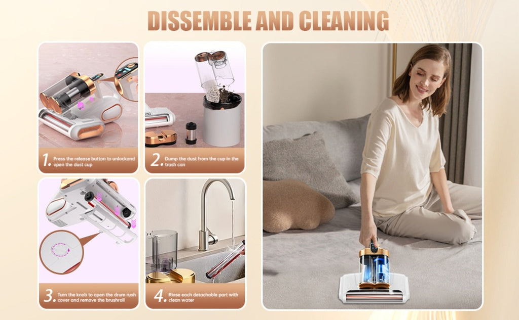 Cordless Mattress Vacuum Cleaner 16Kpa UV Light & 80000 RPM Sonic Technology, 3-Min Fast Charge Handheld Bed Vacuum for Mattress Sofa Carpet Dust Mites - product image 14