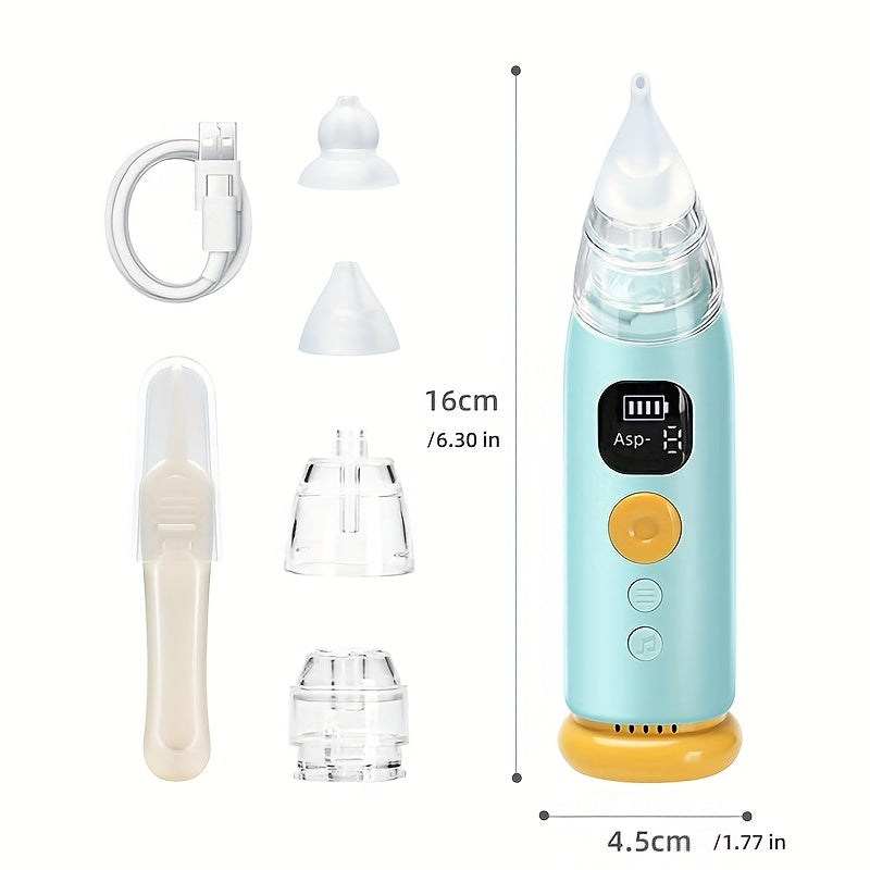 Electric Baby Nasal Aspirator with 3 Soft Silicone Tips, Adjustable Suction & Soothing Music/Light Suitable for, - Ear-Free Nose Sucker for Use, Operation - product image