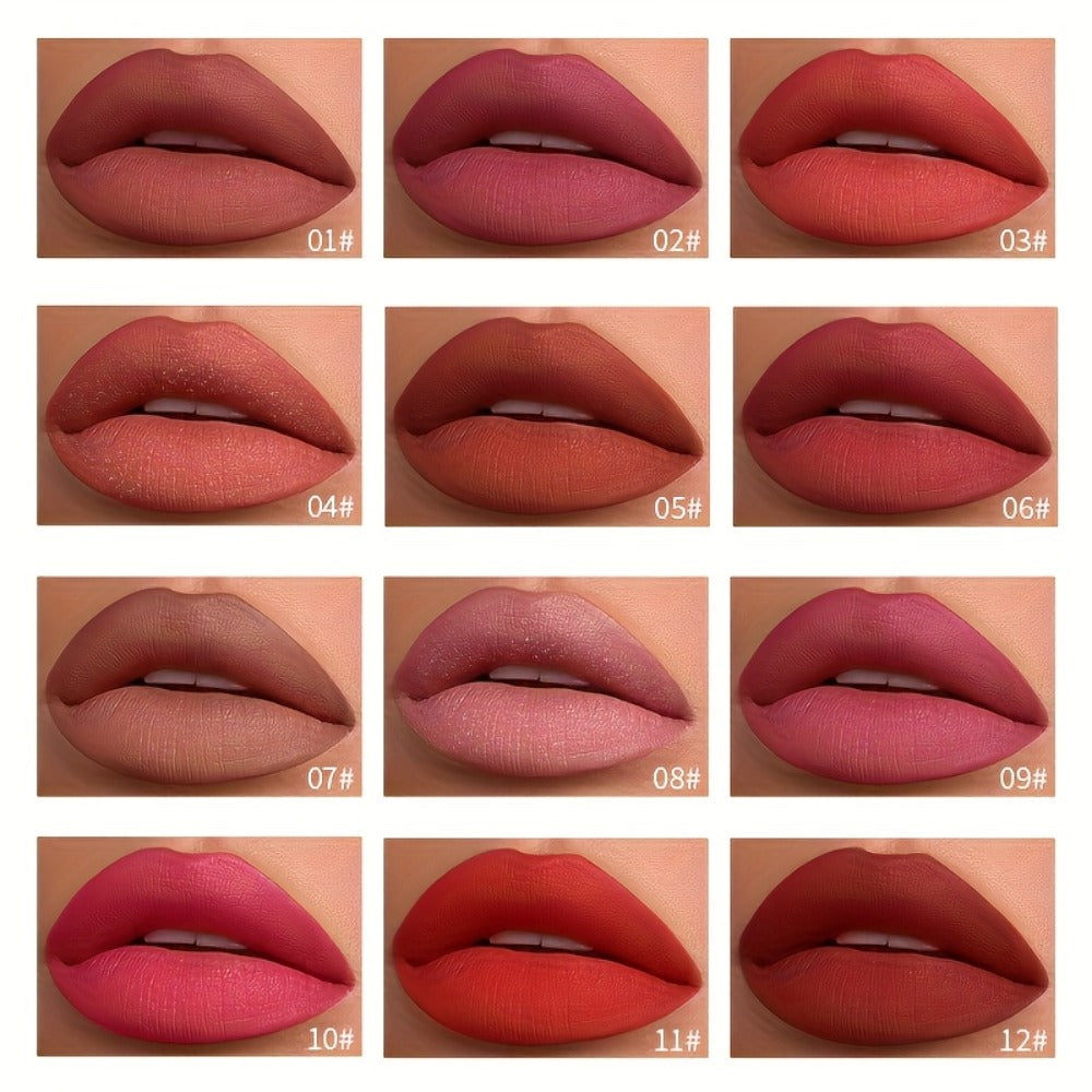 Liquid Lipstick Set 12 Pcs Velvet Matte Long-Lasting – Non-Transfer Shimmer & Nude Shades in Elegant Book-Style Gift Box, Complete Lip Color Collection for Women, Christmas Valenti - product image 6
