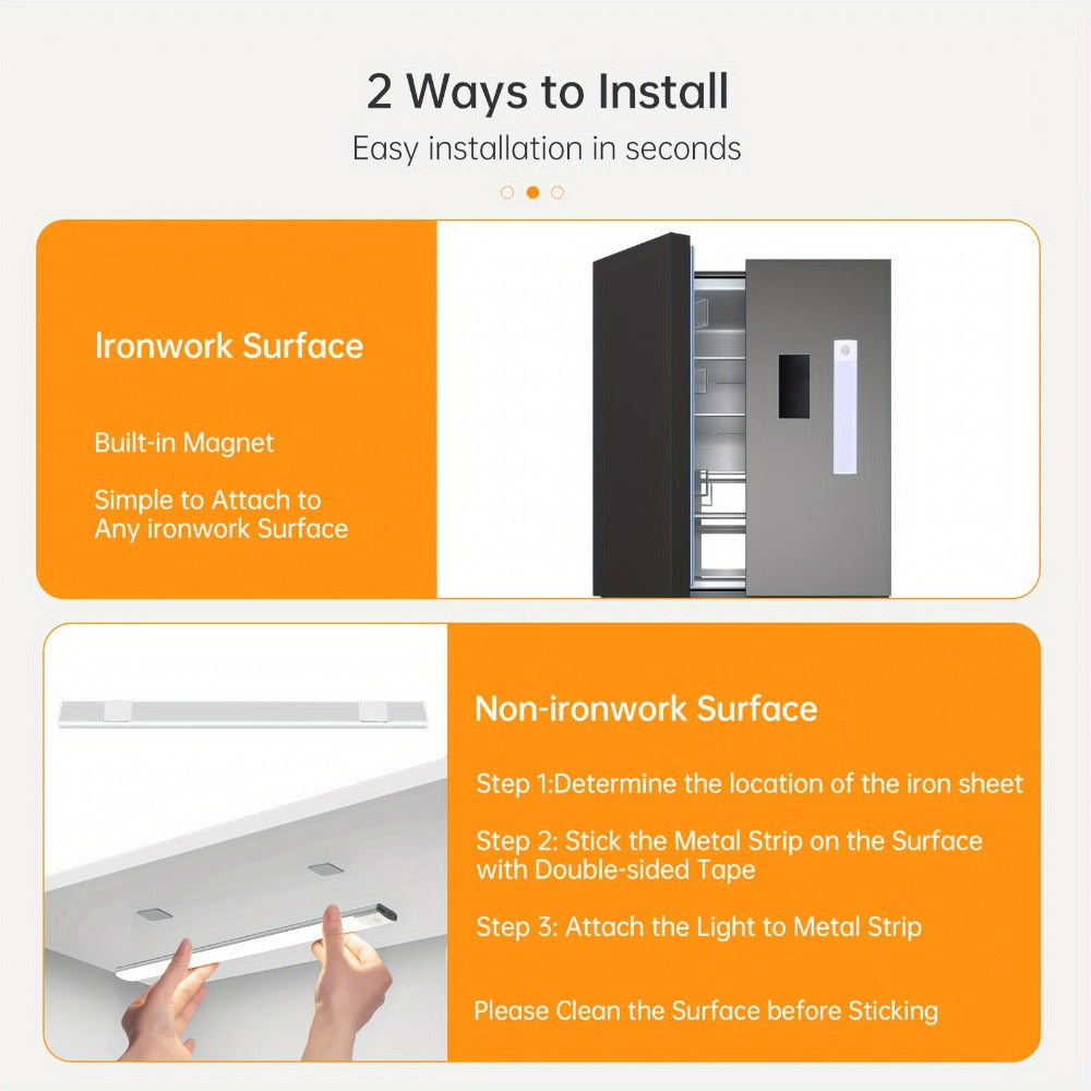 Motion Sensor Cabinet Light LED Under Cabinet Lights USB Rechargeable 3 Color Dimmable with Remote Control Magnetic Wireless Night Light for Kitchen Closet Wardrobe Cupboard Stairs - product image 11