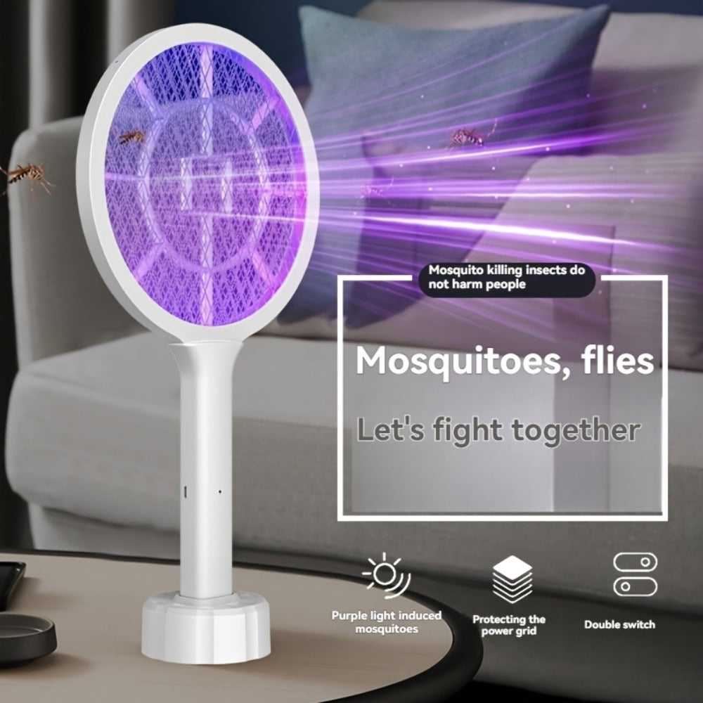 Electric Mosquito Swatter Racket Bug Zapper with LED Night Light & USB Charging, Handheld Insect Killer with Base Stand, Dual Mode Mosquito Lure Lamp for Home, Office & Outdoor Use - product image 12