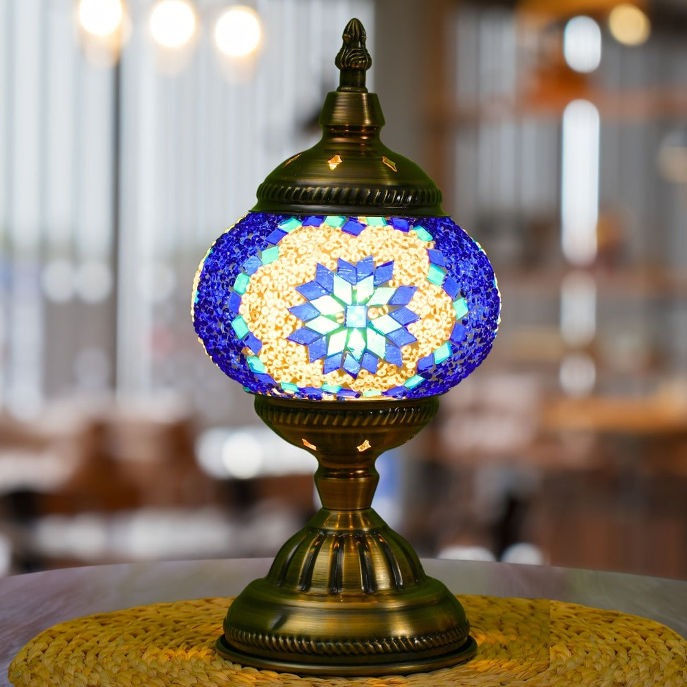 Mosaic Table Lamp Handcrafted Turkish Glass Bedside Lamp 3-Color Dimmable with Metal Base Bulb Included - product image 3