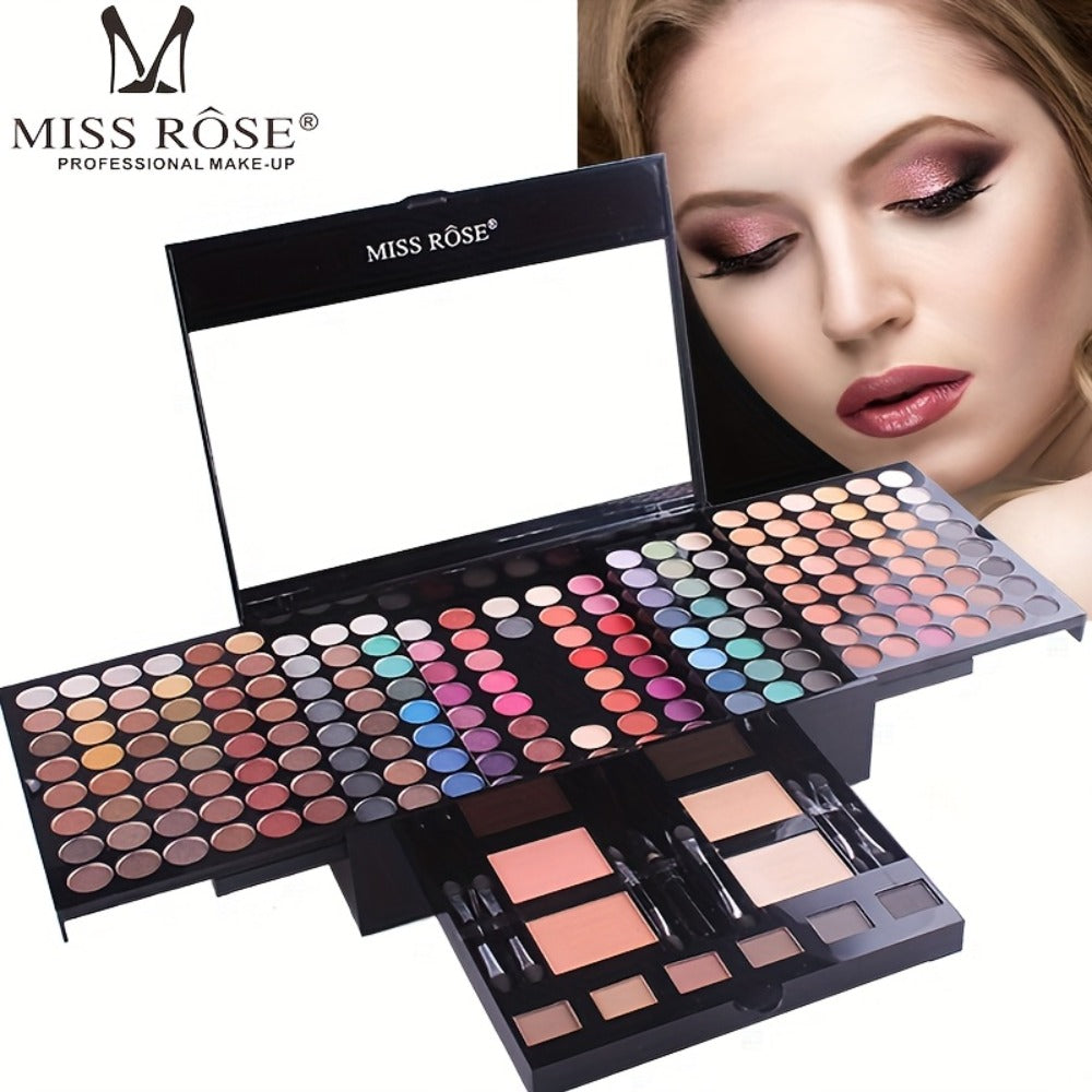 Makeup Palette Kit 190 Colors 4-in-1 Full Face Set – Eyeshadow Blush Powder & Eyebrow with 8 Professional Brushes & Mirror, Shimmer & Matte Shades, Complete Makeup Kit for Women Gi - product image 12
