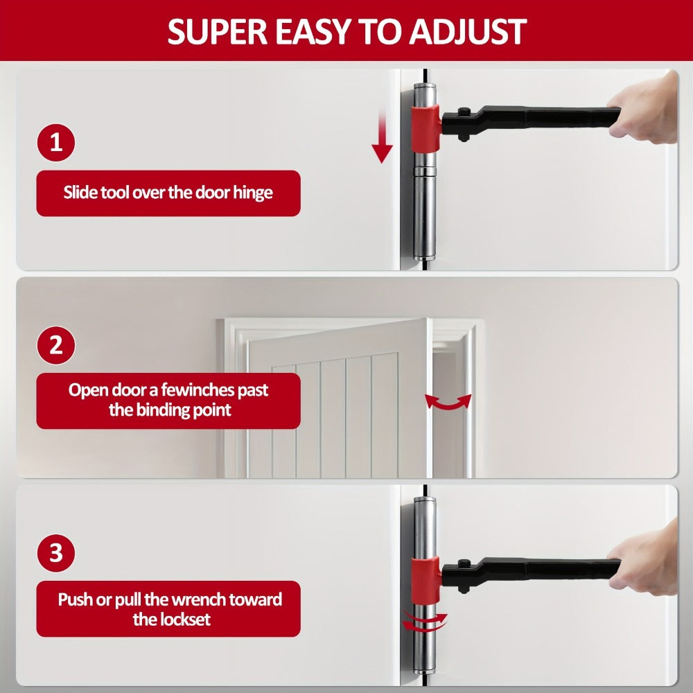 Door Hinge Adjustment Tool Kit 6-in-1 - Heavy Duty Steel Hinge Bender Wrench Set for Precise Door Gap Adjustment, Residential & Commercial Use, One-Piece Construction - product image 8