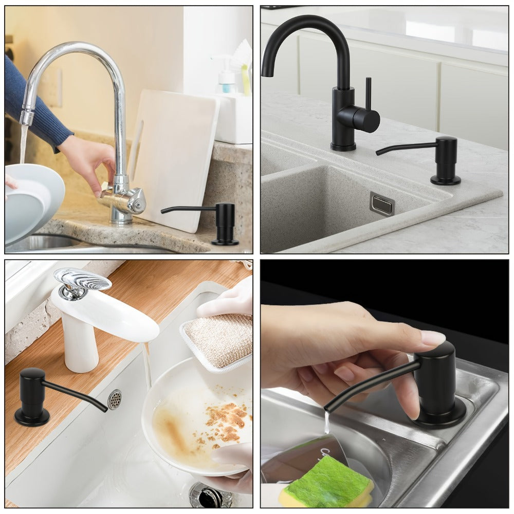 Sink Soap Dispenser Stainless Steel Built-In with 47" Extension Tube Kit – 360° Rotating Pump, No Refill Bending, Deck Mounted for Kitchen Bathroom Laundry & RV Sinks, Easy Press H - product image 6