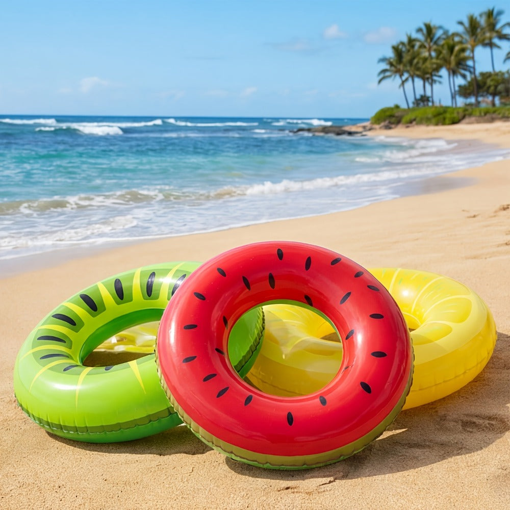 Glitter Donut Pool Float 3 Pack 32.5 Inch Inflatable Swim Ring Set | Strawberry Chocolate Mint Pool Tubes for Summer Pool Party, Birthday Decoration, Kids Teens & Adults