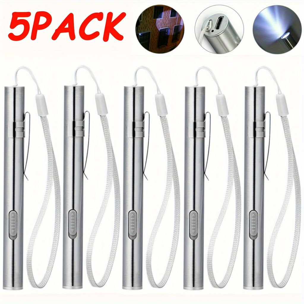Tactical Pen Light 5 Pack USB Rechargeable 400 Lumen Mini LED Penlight Pocket Flashlight for Nurses Camping Outdoor EDC - product image