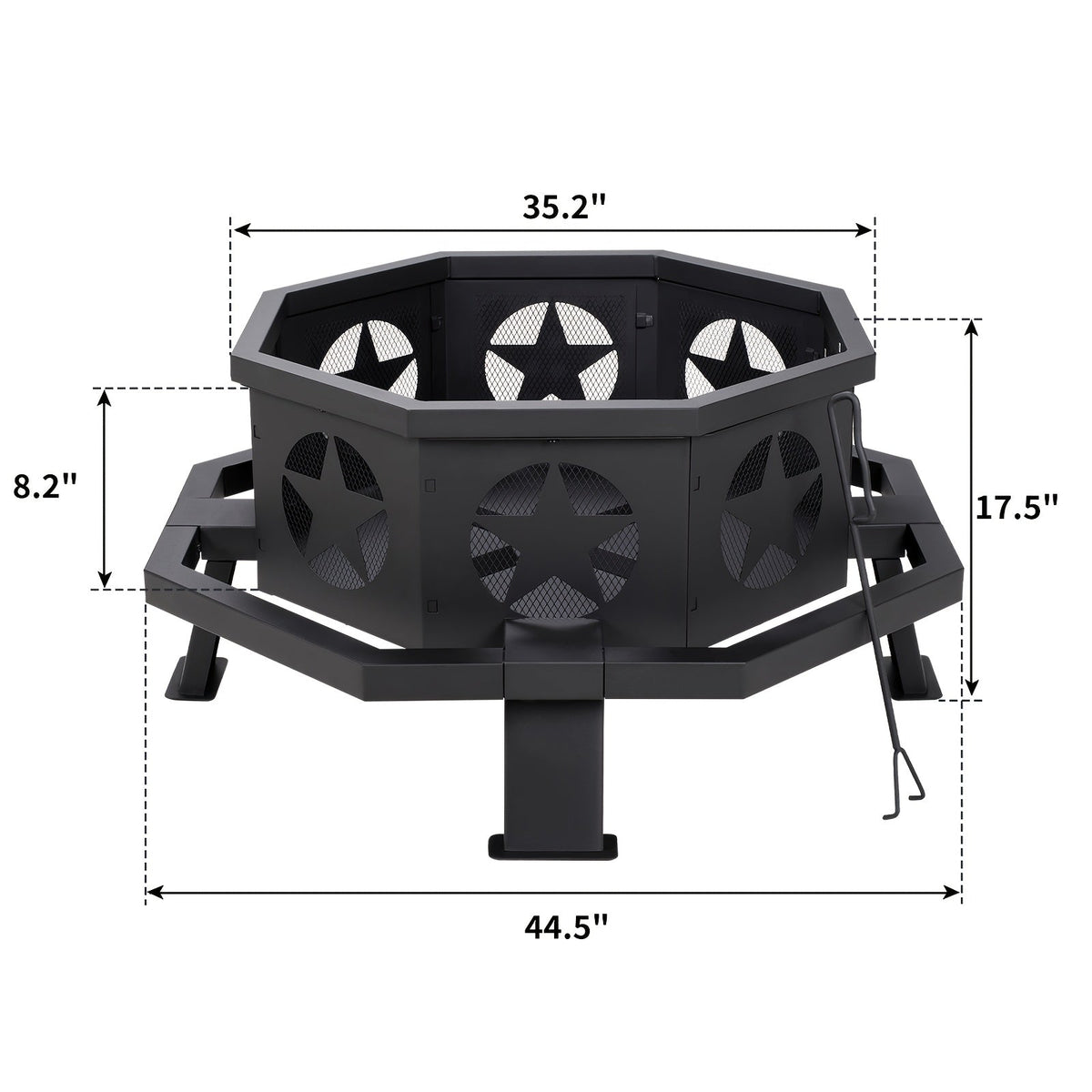 Extra Large Octagonal Fire Pit for Outside, Heavy Duty Steel Wood Burning Firepit for Backyard Patio Camping Garden, 43 & 45 Inch Outdoor Fire Bowl, Black - product image 4