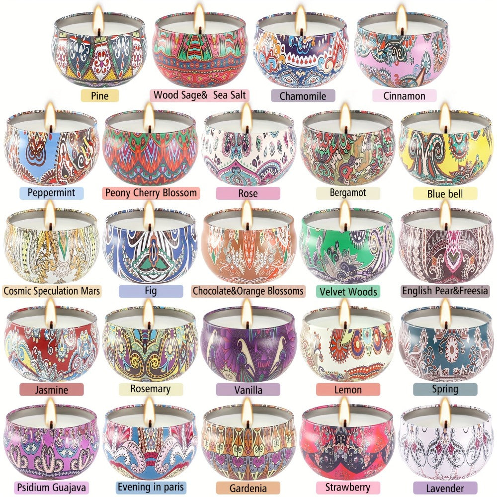 Scented Candles Gift Set 24 Pack Aromatherapy Soy Wax Candles with Lids Portable Travel Tin Can Candles for Home Spa Yoga Birthday Valentine's Day Mother's Day - product image 2