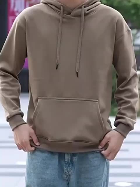 4 Simple Solid Color Hoodies with Kangaroo Pockets, Casual Hoodie for Men - product image