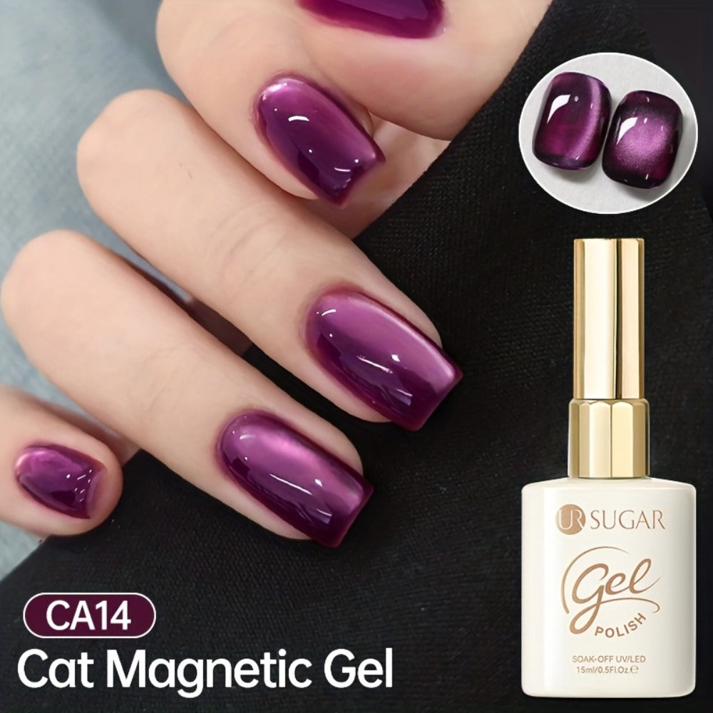 Cat Eye Gel Polish 15ml Plum Bordeaux Magnetic Soak Off UV LED – 3D Light-Shifting Effect Quick Dry Semi-Permanent Long-Lasting Fall Winter Dark Nail Colors for DIY & Salon Nail Ar - product image 3